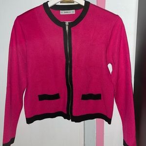 ZARA Knit Collection Contrasting Piping Cardigan